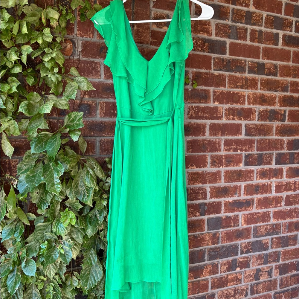 DKNY Green Ruffle tie dress